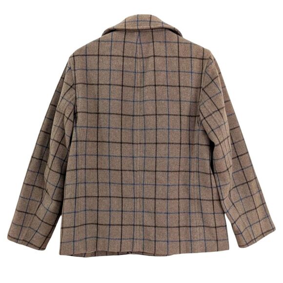 J. Crew Plaid Double-Breasted Wool Blend Peacoat Women's M in Brown - Picture 3 of 8